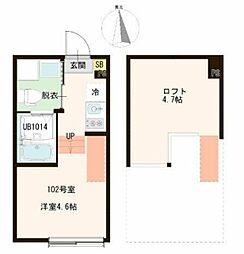 ハーモニーテラス梅田XVII ワンルームの間取図画像
