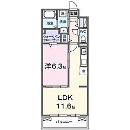 京王相模原線 京王堀之内駅 徒歩15分の賃貸アパート 3階1LDKの間取り