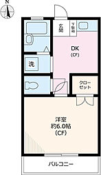 カーサ・リベルタ 1DKの間取図画像