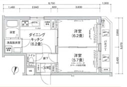 アイルプレミアム向島 2DKの間取図画像