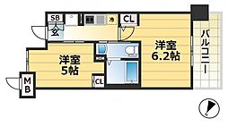 エステムプラザ神戸西Vミラージュ 2Kの間取図画像