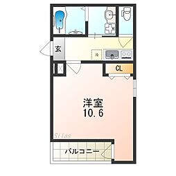 フジパレス城東諏訪ノース1番館 1Kの間取図画像