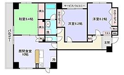 マルソ松が谷 8階3LDKの間取り