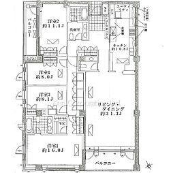上原ガーデンズ 2階4LDKの間取り