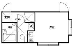 グランドソレイユ大岡 1階ワンルームの間取り