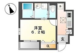 ヴァレンティーナ 1階1Kの間取り