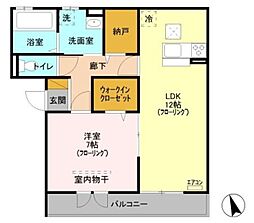 Wind ward 1階1LDKの間取り