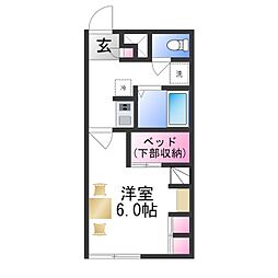 レオパレスさくら 2階1Kの間取り