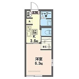 カーサケイ（東） 1階1Kの間取り