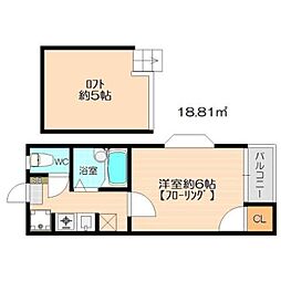 アゼリア吉塚 1Kの間取図画像