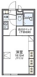レオパレスアドミラーブル 1階1Kの間取り