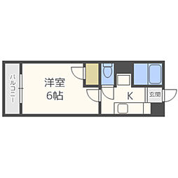 ミラマール箱崎 1Kの間取図画像
