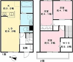 クロシェット 3LDKの間取図画像