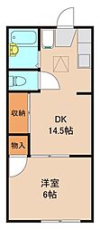トータスハイツA 1DKの間取図画像