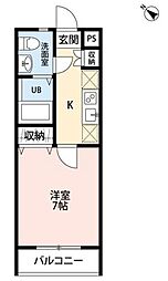 メゾン稲毛 2階1Kの間取り