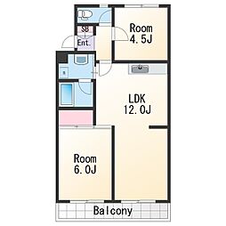 サイカプラザ 3階2LDKの間取り