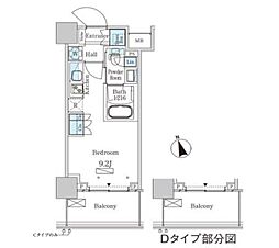 パークアクシス大塚ステーションゲートタワー 19階ワンルームの間取り