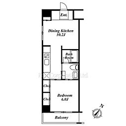 代官山コートヒルズ 2階1LDKの間取り