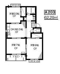 トリヴァンベール美船 2階3DKの間取り