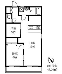 CasaVerde南荻窪D 2LDKの間取図画像