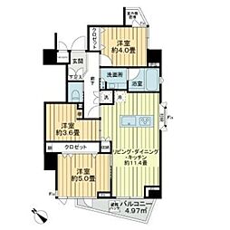 クレド茗荷谷 6階3LDKの間取り