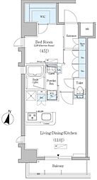 アーバネックス浅草 9階1LDKの間取り