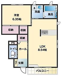 サンシャルマン 1LDKの間取図画像