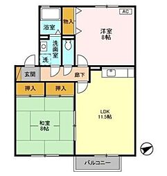 ヴェルドミール 参番館 1階2LDKの間取り