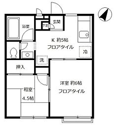 サニーヒル・ヒバリI 2階2Kの間取り