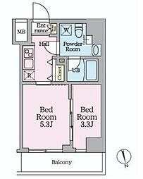 HYs桜橋MIRAIS 4階2Kの間取り