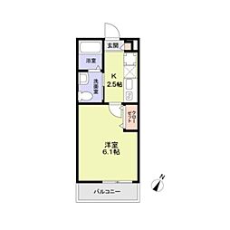 Serenity春日 1Kの間取図画像