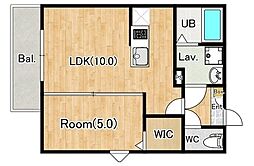 ジーメゾン拝島 1LDKの間取図画像