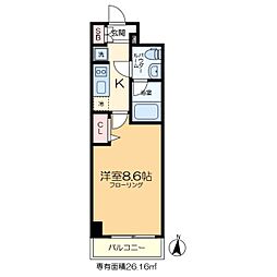 RELUXIA亀有 1Kの間取図画像