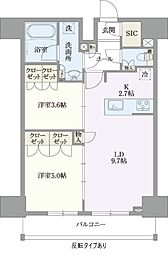 アジールコート塩浜キャナル 2LDKの間取図画像