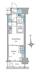 ルフォンプログレ上野稲荷町 1DKの間取図画像