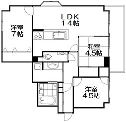 ライオンズマンション楠葉野田 3階3LDKの間取り