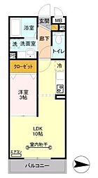 モンサン・フローラ 3階1LDKの間取り