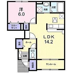 YU弐番館 1階1LDKの間取り