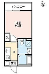 Prima平和台 3階1Kの間取り