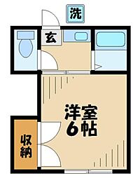サンフォレスタ岩岡 2階1Kの間取り