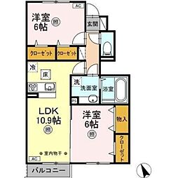 ヴェルデハイツ 2LDKの間取図画像