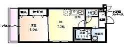 フジパレス中宮2番館 1DKの間取図画像
