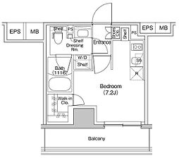 ザ・パークハビオ川口 10階ワンルームの間取り