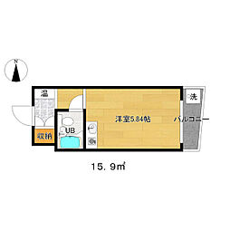 シャローム国分寺 4階ワンルームの間取り