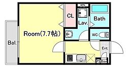 パシフィックコート 2階1Kの間取り
