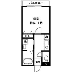 Liever B棟 2階1Kの間取り