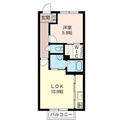 メゾンボヌール 1LDKの間取図画像
