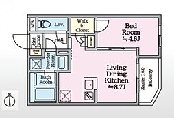 アイルグランデ赤羽 3階1LDKの間取り
