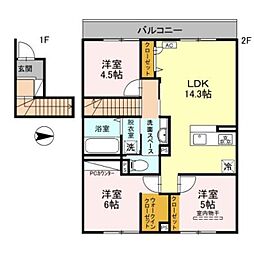 グルーヴィフィールド 2階3LDKの間取り