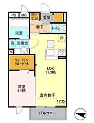 ステラタウン プルケリマ 1階1LDKの間取り